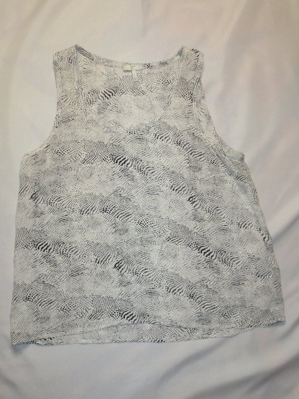 JOIE womens BLOUSE white SILK black TANK TOP lightweight SIZE L